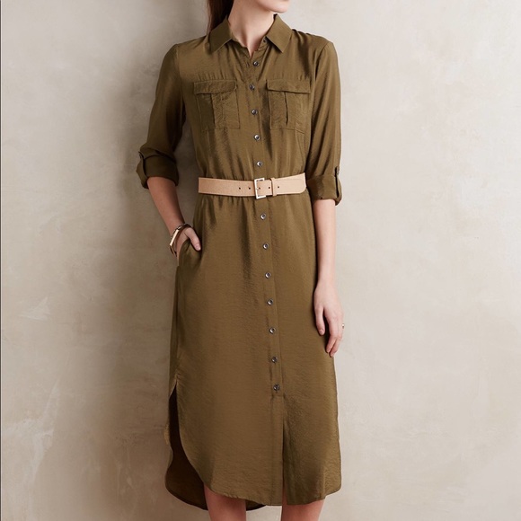Anthropologie Dresses & Skirts - Anthropologie Drawstring Midi Shirtdress